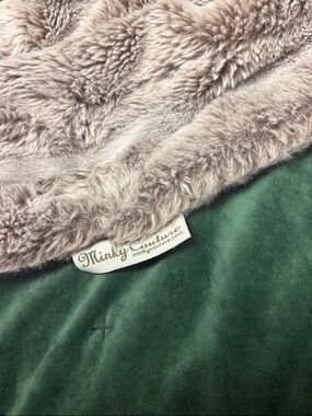 Minky Couture Plush Throw Blanket - Taupe & Green